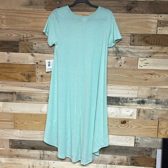 LulaRoe size Small Mint Green Short Sleeve Carly High-low Ribbed Dress - Picture 7 of 7